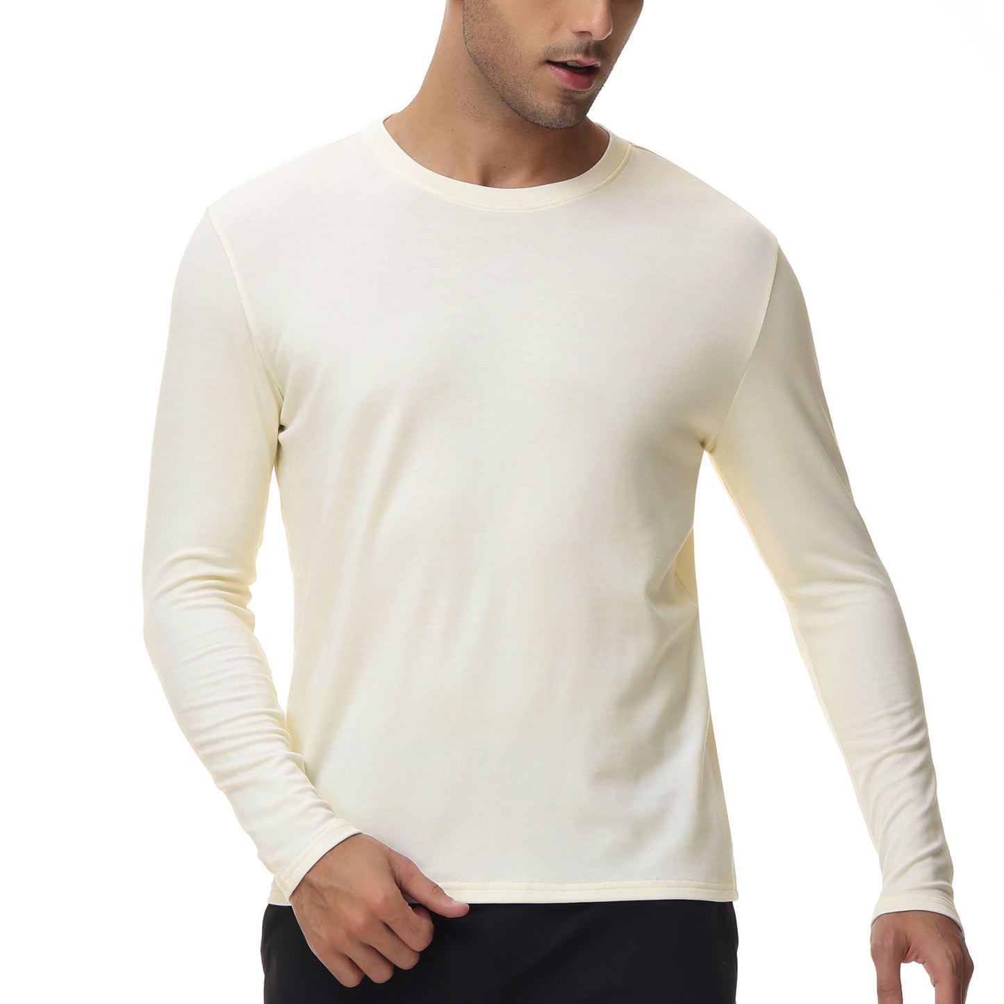 HUGE SPORTS Men's Merino Wool Long Sleeve Thermal Shirts