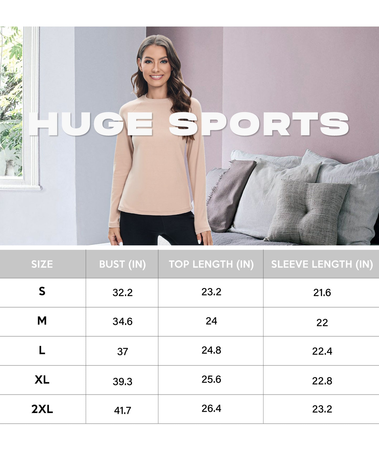 HUGE SPORTS Women Thermal Fleece Top Shirts Workout Pullover Tops Thermal Underwear Tops