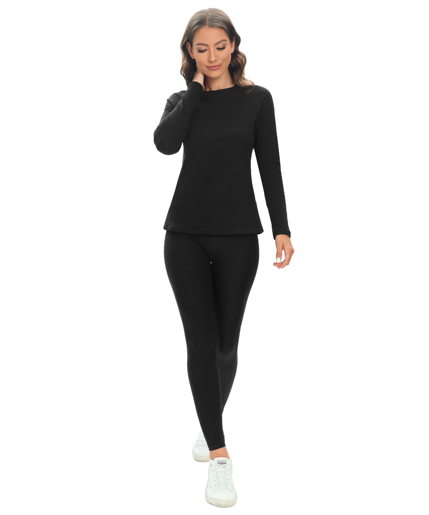HUGE SPORTS Women Thermal Fleece Top Shirts Workout Pullover Tops Thermal Underwear Tops