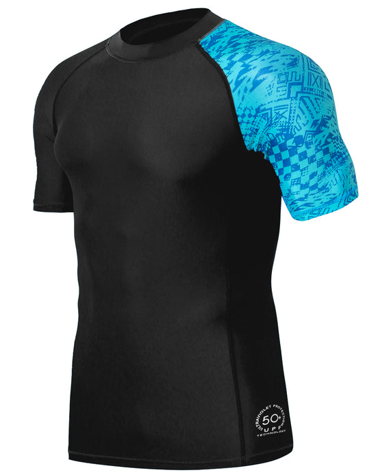 One for All Essential Short-Sleeves Rash Guard Champ - Blue Pictogram