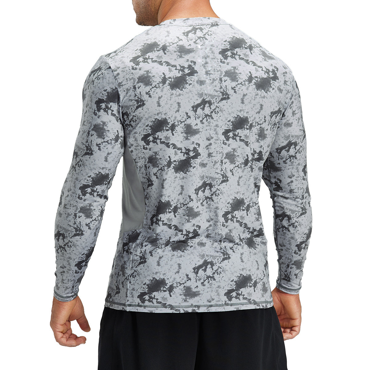 Super Stretchy Long-Sleeves Rash Guard - Grey Tie Dye AOP