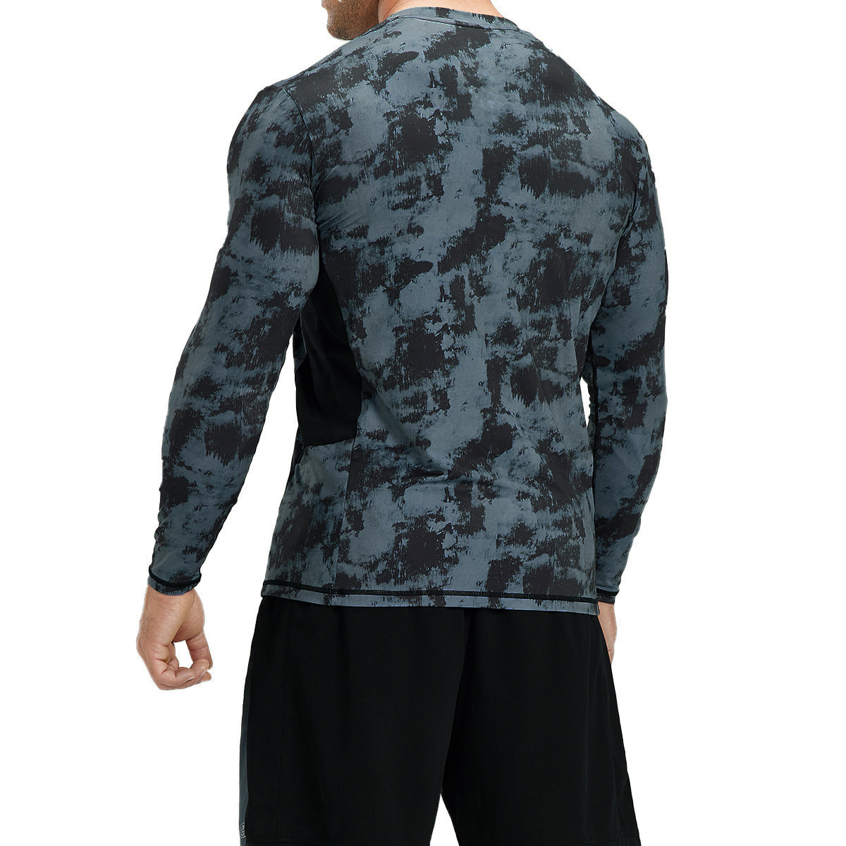 Super Stretchy Long-Sleeves Rash Guard - Black Tie Dye AOP