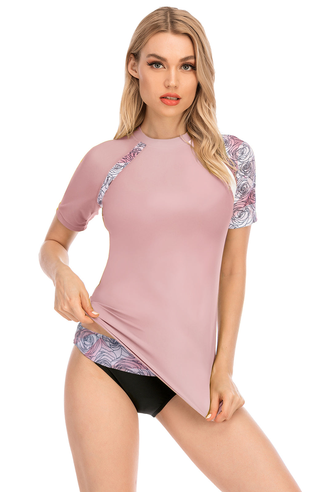 One for All Essential Short-Sleeves Rash Guard - Pink