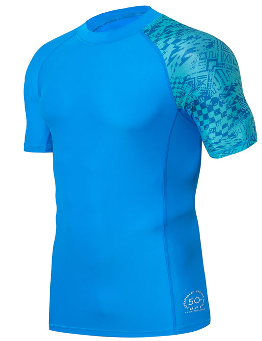 One for All Essential Short-Sleeves Rash Guard Champ - Blue Digital