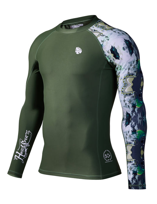 One for All Essential Long-Sleeves Rash Guard Champ 2 - Green Tribe