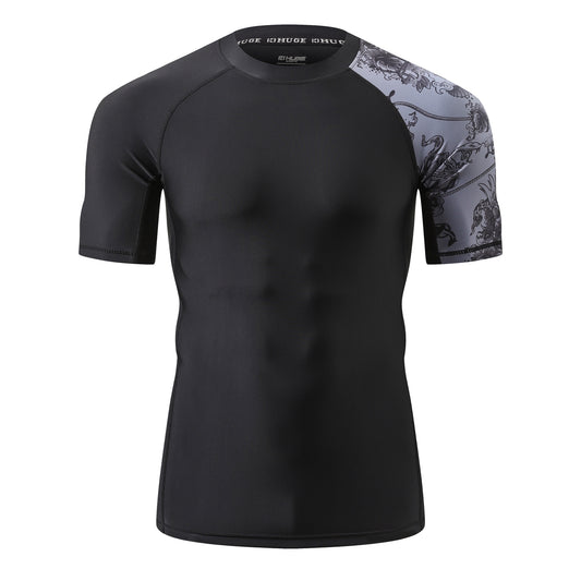 One for All Essential Short-Sleeves Rash Guard Champ 2 - Black Piracy