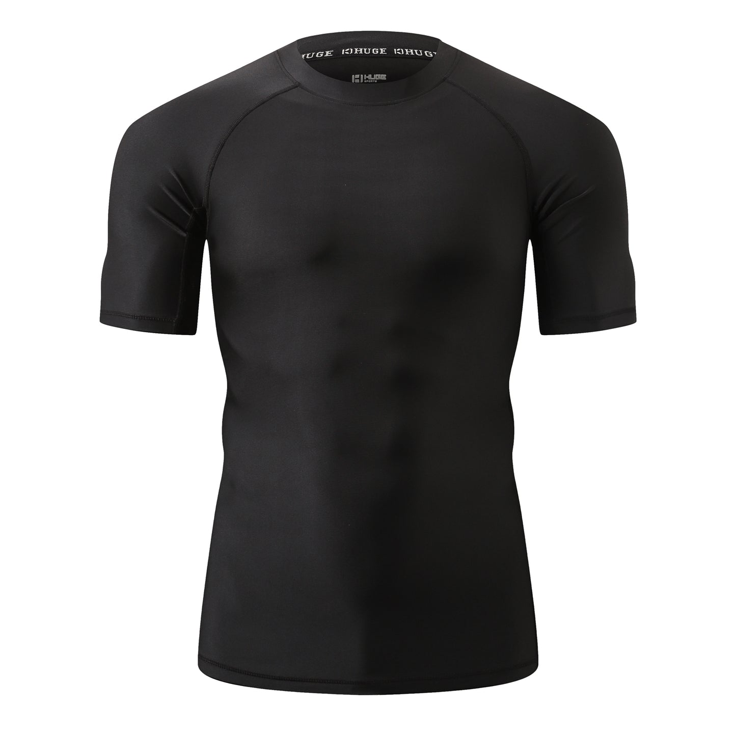 HUGE SPORTS Men's Splice UV Sun Protection UPF 50+ Skins Rash Guard - Black