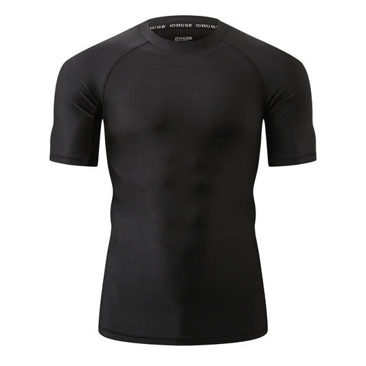 HUGE SPORTS Men's Splice UV Sun Protection UPF 50+ Skins Rash Guard - Black