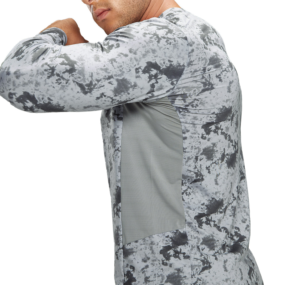 Super Stretchy Long-Sleeves Rash Guard - Grey Tie Dye AOP