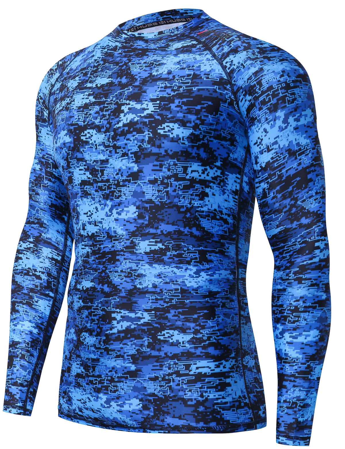 Reorg Rash Guard Blue One for All Essential Long-Sleeves Rash Guard Champ - Pixel Blue – Huge ...